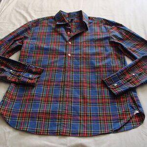 J. CREW Purple & Red PLAID Long Sleeve BUTTON Down Shirt Sz LARGE (Men's)